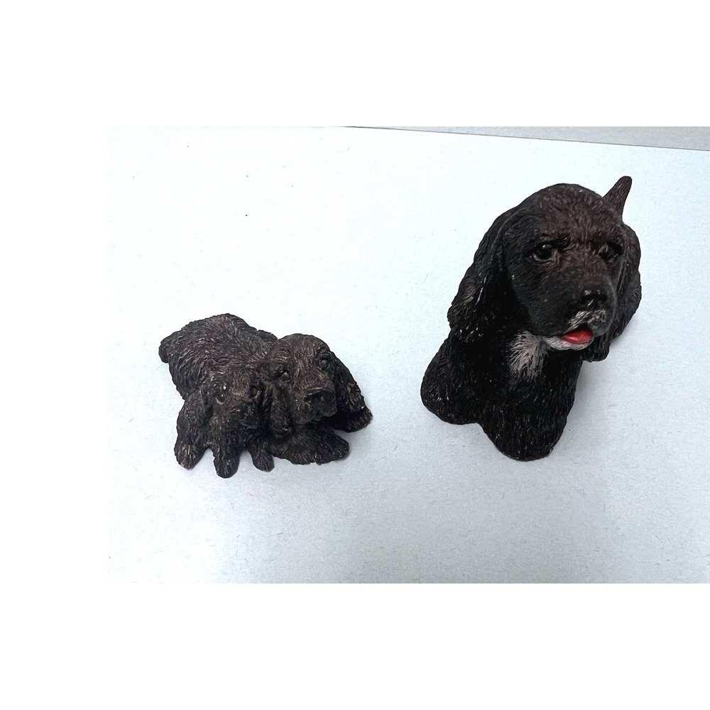 Lot Of 2 Stone Critters Black‎ Cocker Spaniel Dog Breed Figurines Puppies